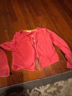 Mini Boden Coral Pink Button-Up Kids Cardigan size 7-8
